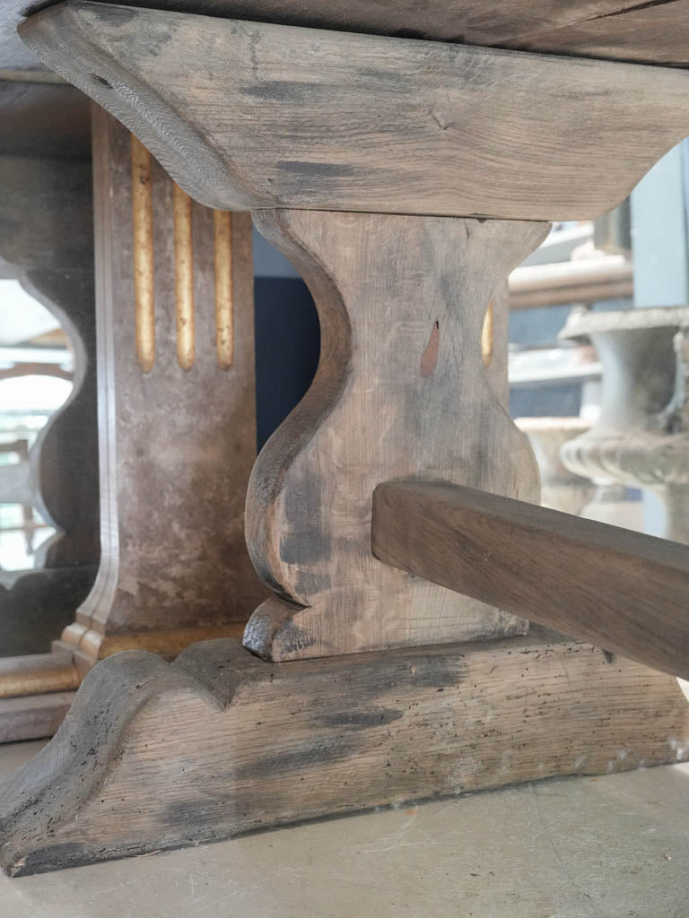 1960s French Monastery-Style Oak Dining Table w/ Gray Patina - 98"