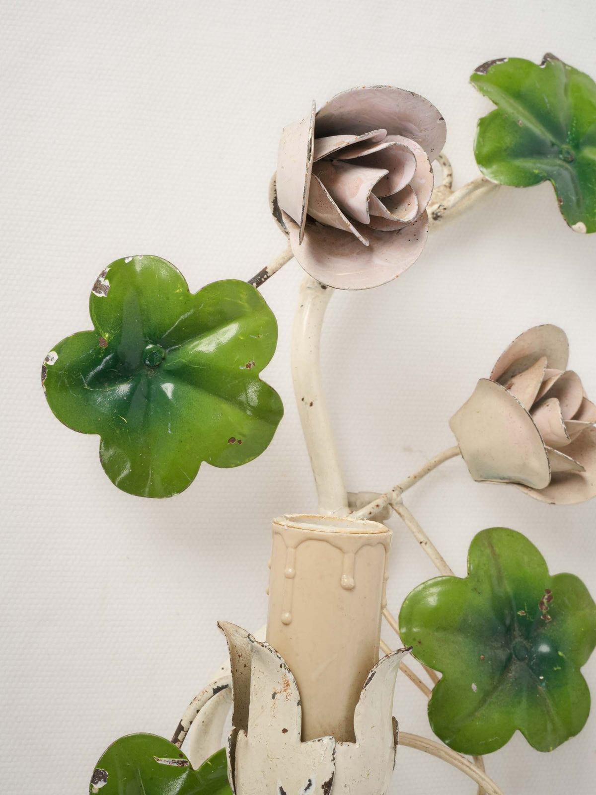 Pair of 1950s–60s Floral Toleware Wall Sconces - 15¼"