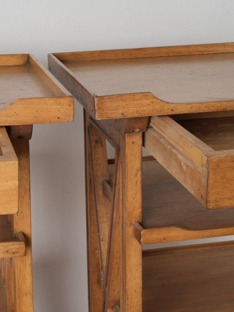 Vintage Charles X bedside tables in lemon wood