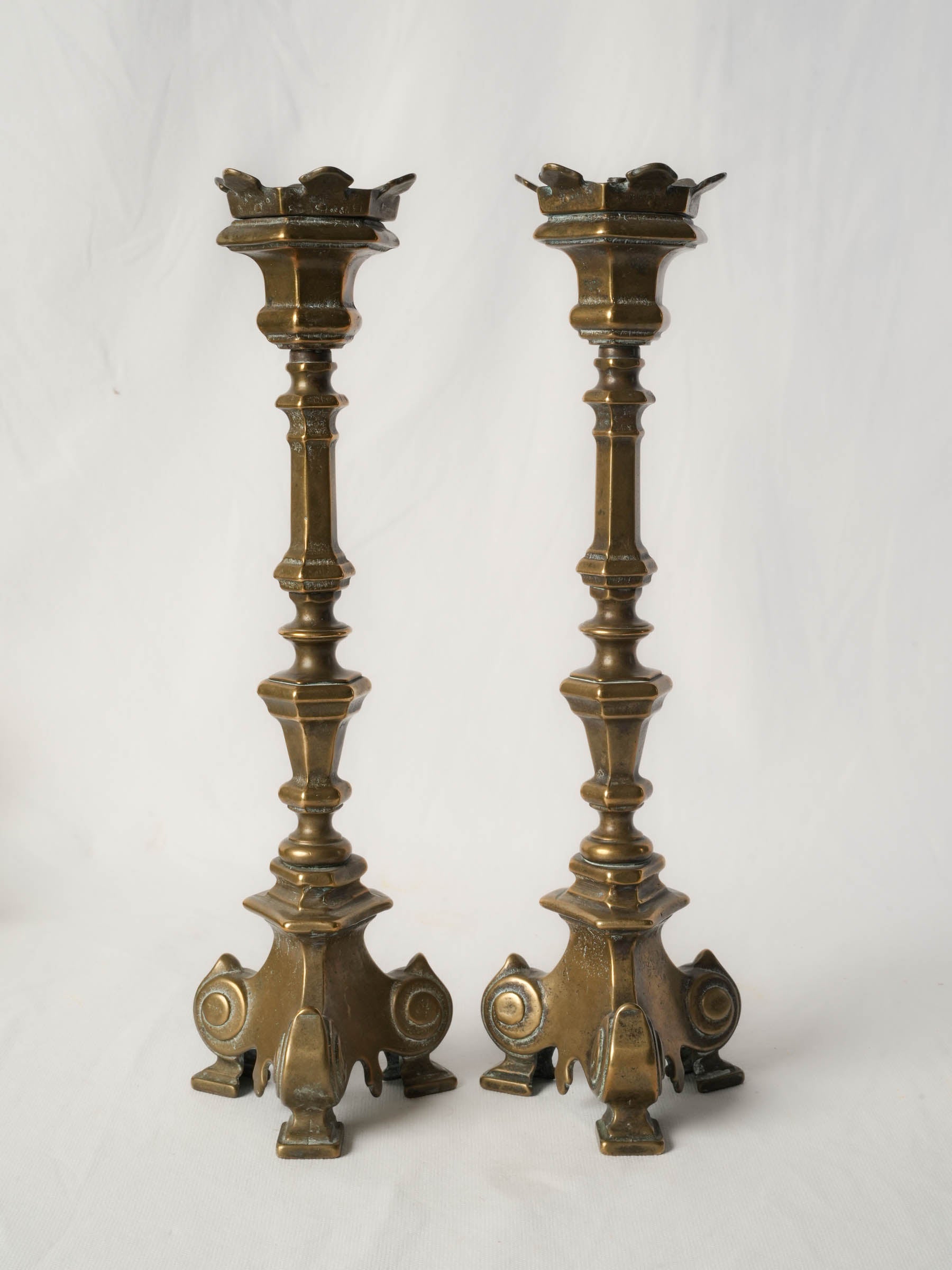 Pair of 19th century Napoleon III bronze candlesticks - 15¼"