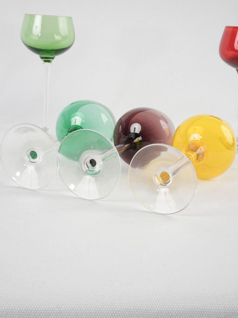 8 colored wine glasses twisted stems - 1970s – Chez Pluie