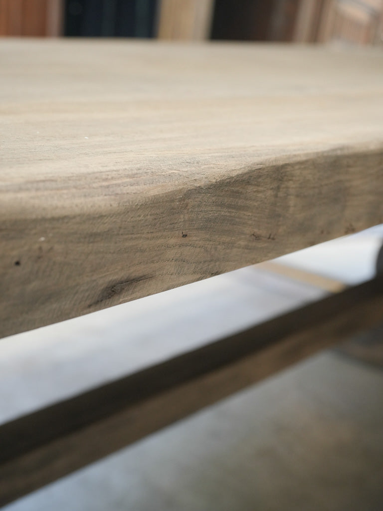 1960s French Monastery-Style Oak Dining Table w/ Gray Patina - 98"