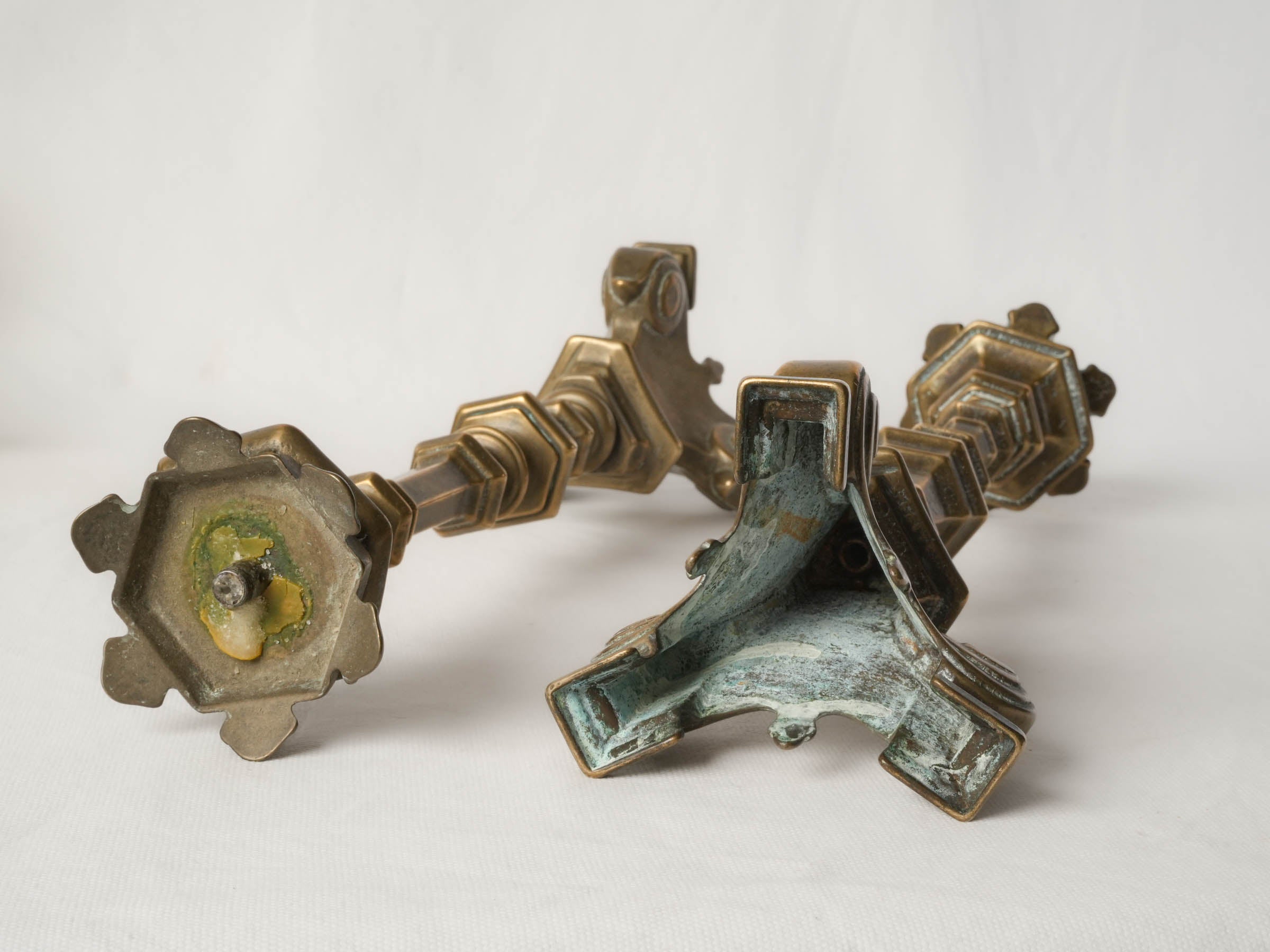 Pair of 19th century Napoleon III bronze candlesticks - 15¼"