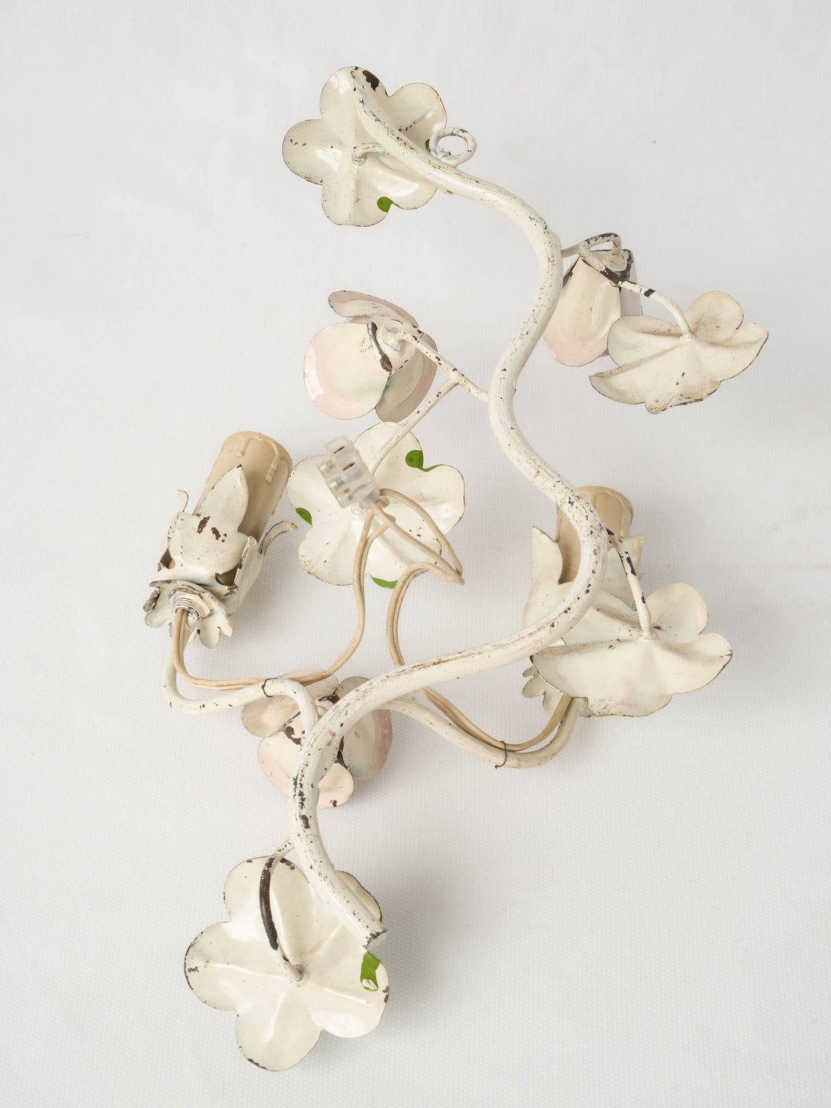Pair of 1950s–60s Floral Toleware Wall Sconces - 15¼"