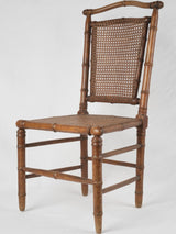 Antique petit French wood-and-rattan chair