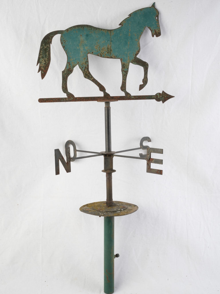Early 20th Century French Wrought Iron Horse Weathervane From Burgundy- 39½"