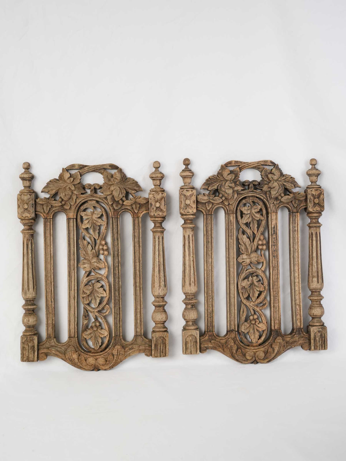Set of Four Early 20th-Century Carved Wooden Chair Backs Repurposed as Wall Decor -20" x 15¼"