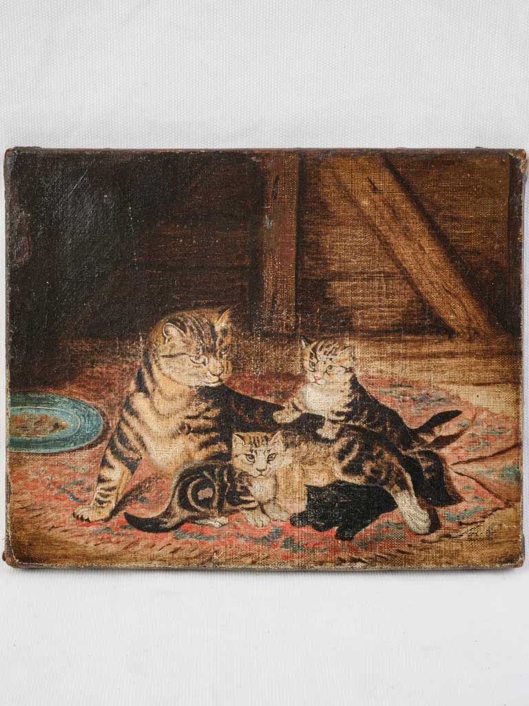 Antique French oil painting artwork  