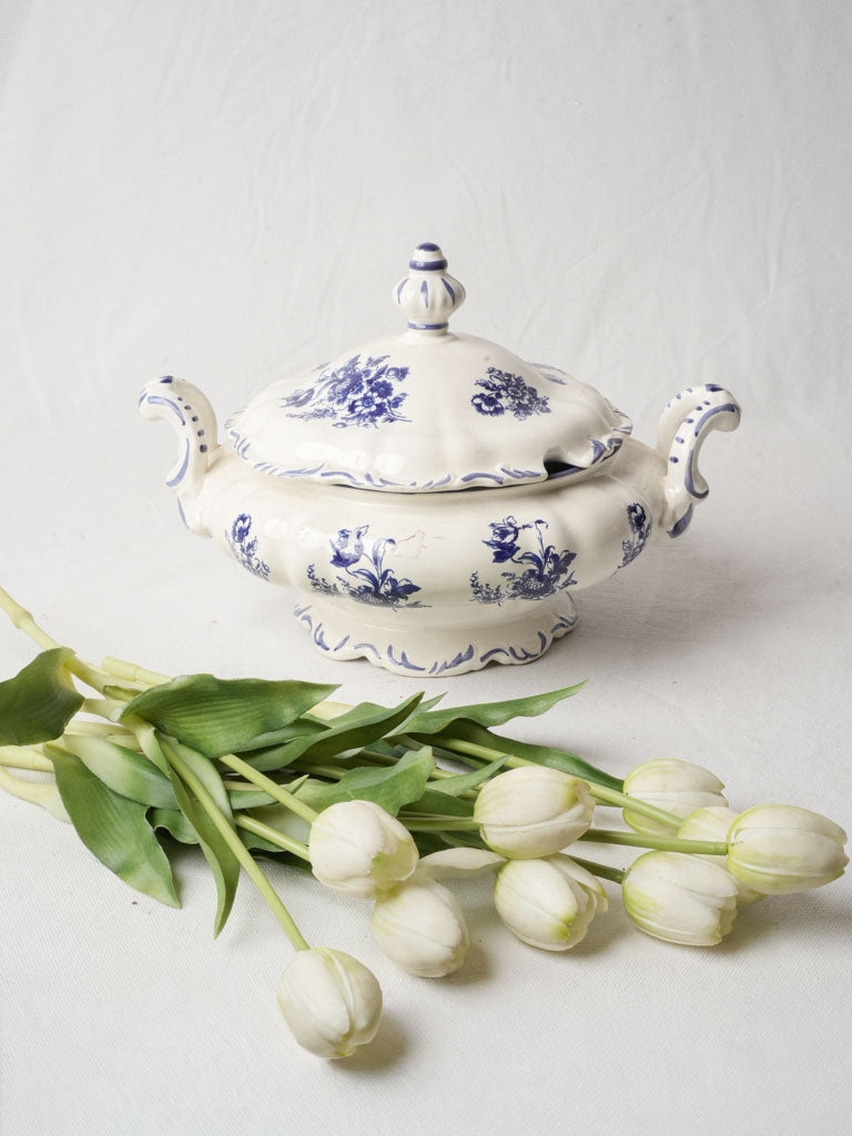 Vintage Italian Capodimonte-Style Blue and White Soup Tureen - 13½"