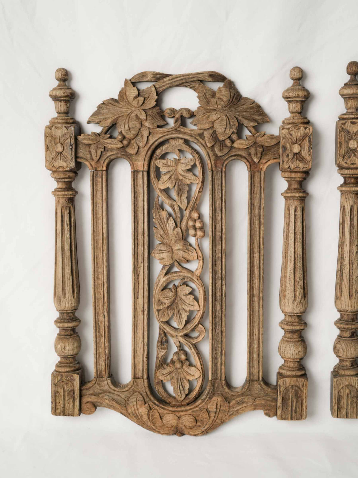 Set of Four Early 20th-Century Carved Wooden Chair Backs Repurposed as Wall Decor -20" x 15¼"