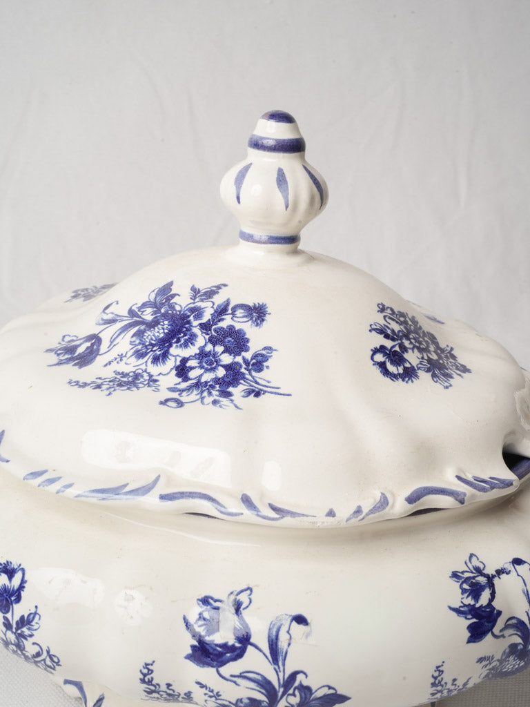 Vintage Italian Capodimonte-Style Blue and White Soup Tureen - 13½"