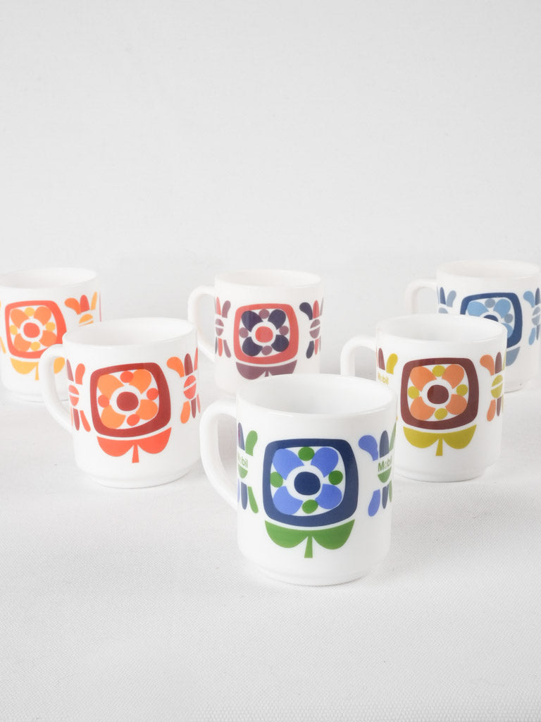 Collection of 6 Mobil mugs - 1970s