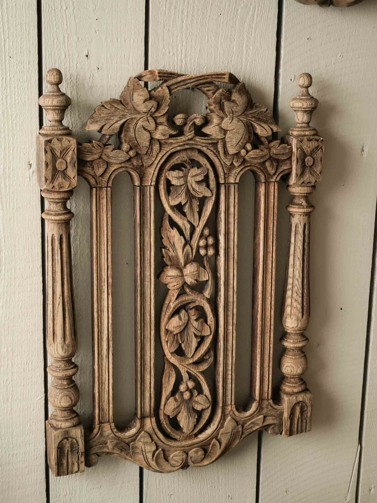 Set of Four Early 20th-Century Carved Wooden Chair Backs Repurposed as Wall Decor -20" x 15¼"