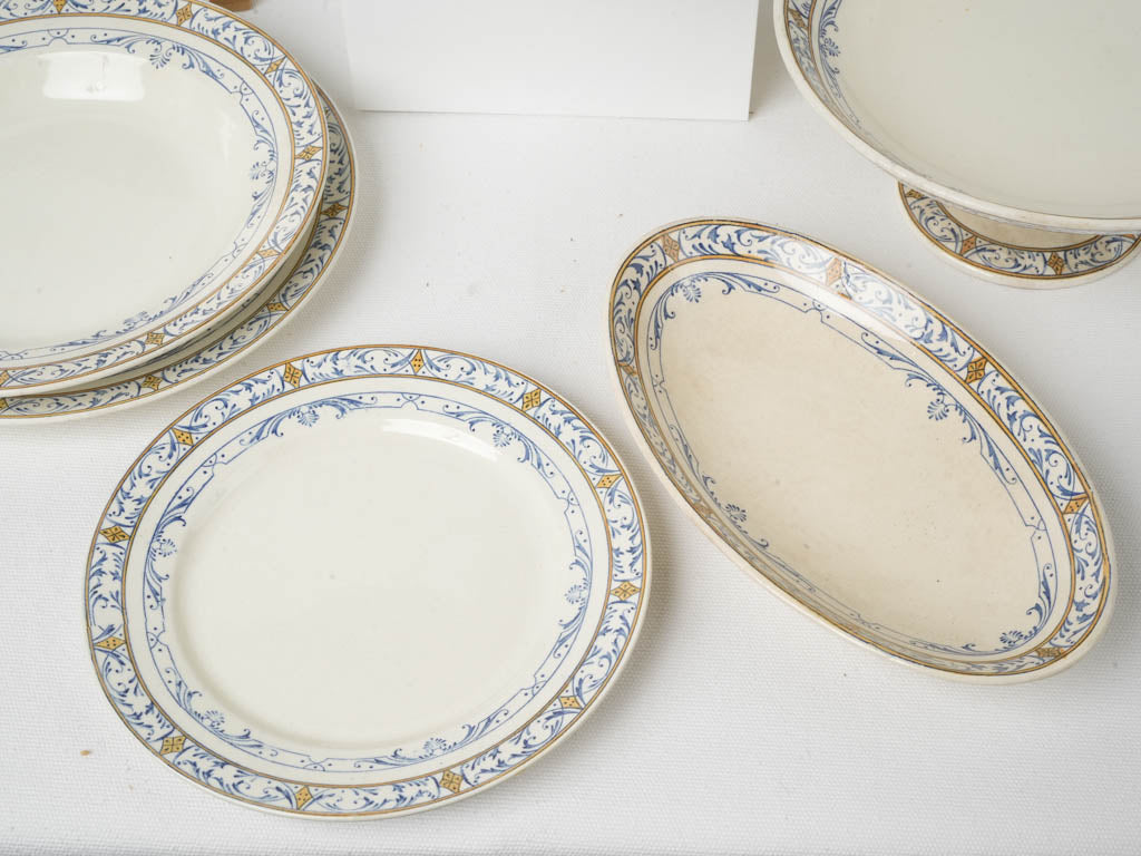 Collectible blue-bordered dishes