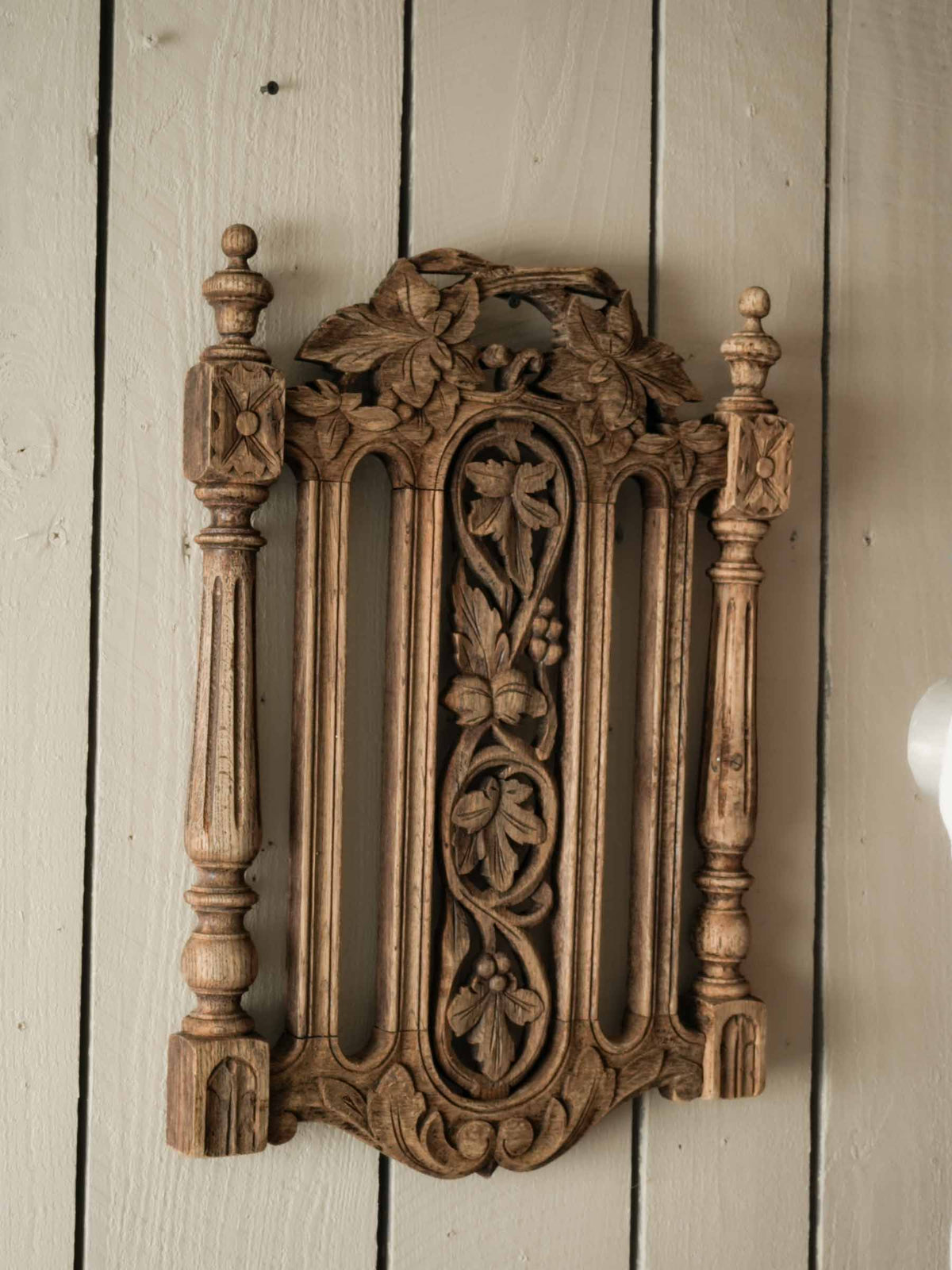 Set of Four Early 20th-Century Carved Wooden Chair Backs Repurposed as Wall Decor -20" x 15¼"