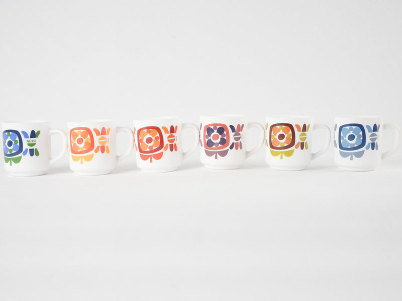 Collection of 6 Mobil mugs - 1970s
