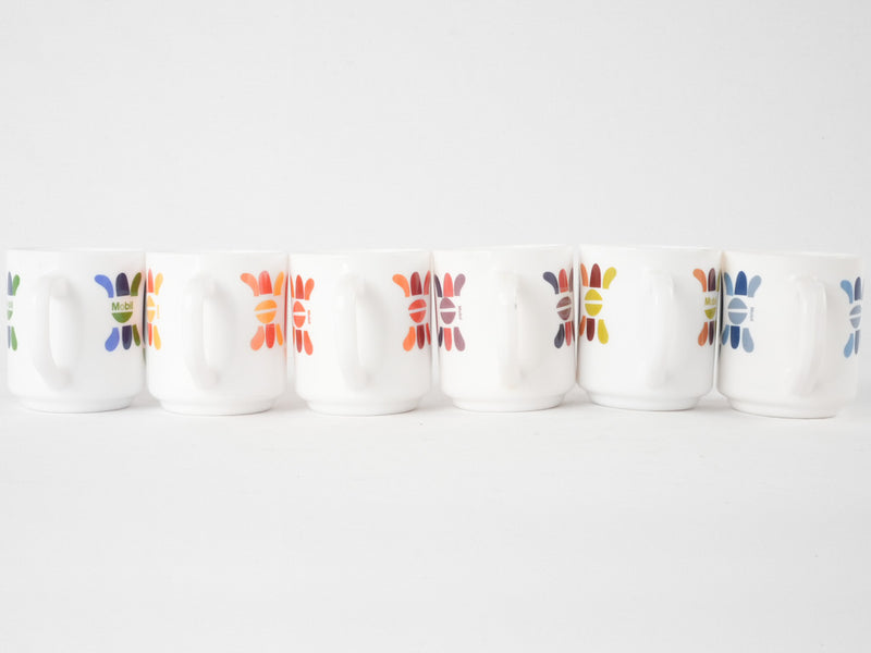 Collection of 6 Mobil mugs - 1970s