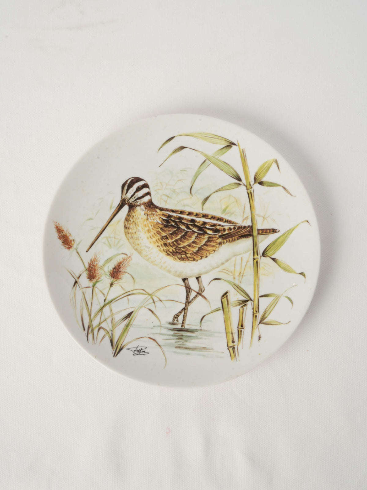 Vintage Limoges Porcelain Decorative Plate w/ Marsh Bird - 9¾"