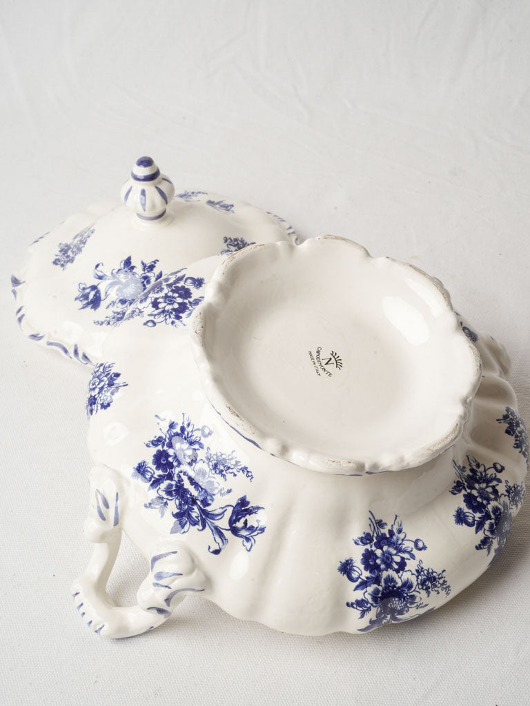 Vintage Italian Capodimonte-Style Blue and White Soup Tureen - 13½"