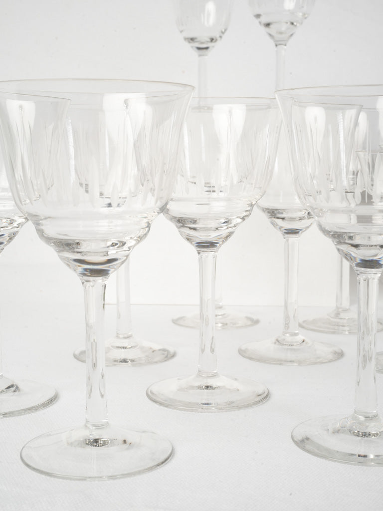 Delicate vertical etched water glasses  