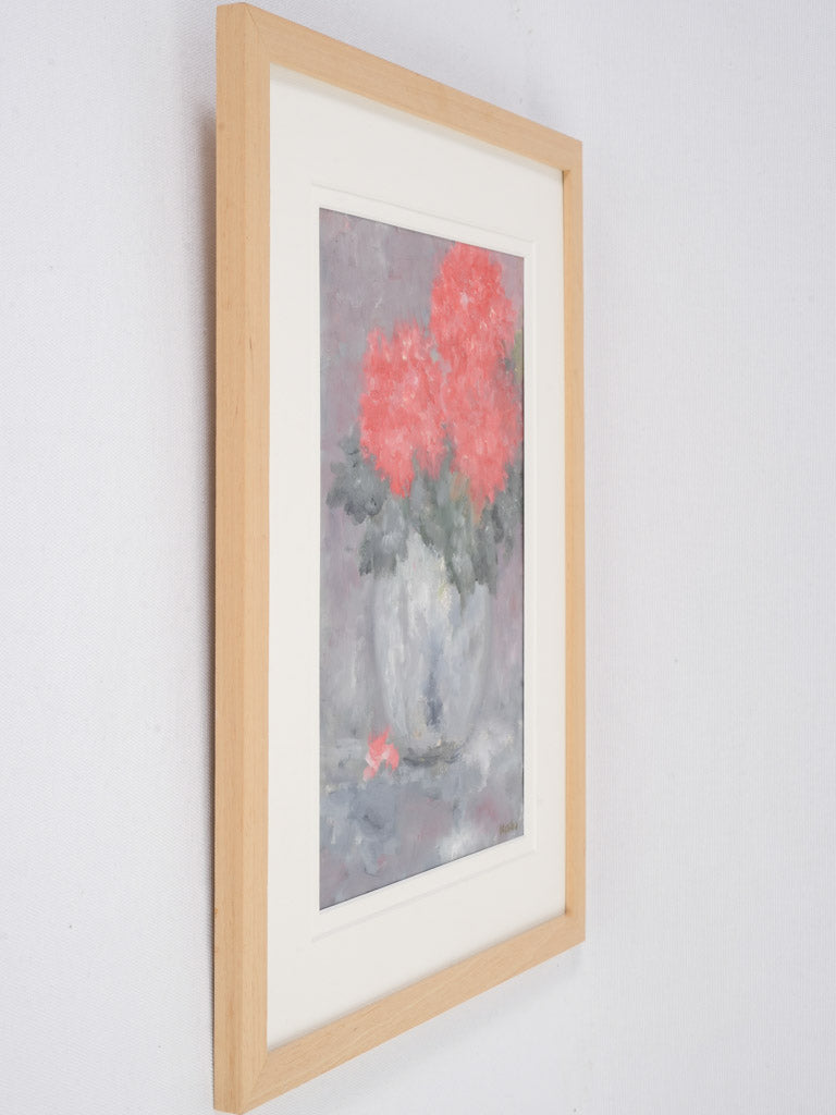 Contemporary floral painting by Karibou - “ Pivoine rouge 15¼" x 19"