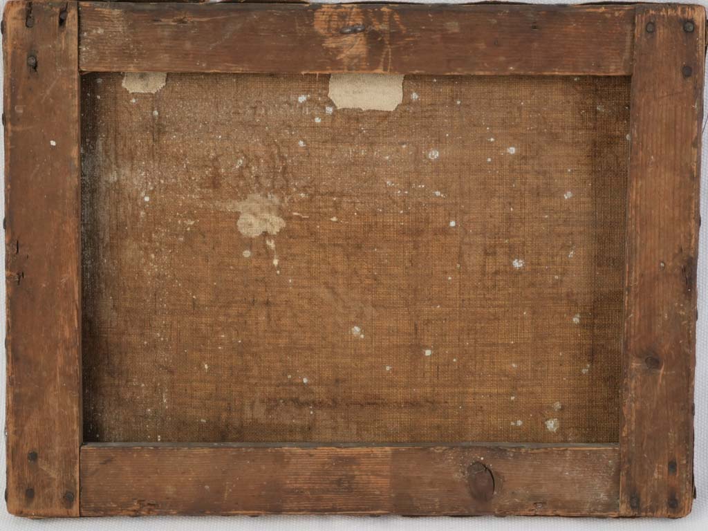 Petite playful canine oil painting