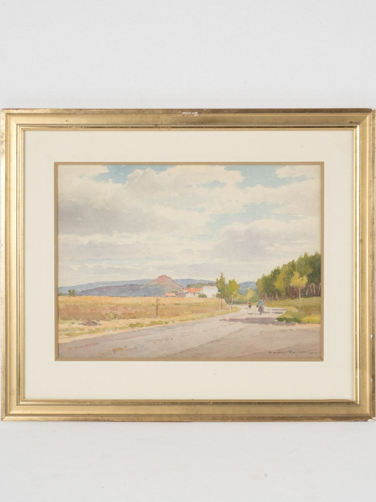Vintage French watercolor painting