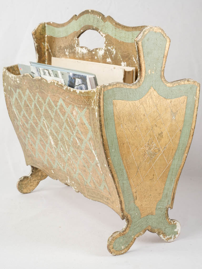 Mid-20th-Century Florentine Painted and Gilt Magazine Rack - 17¾"