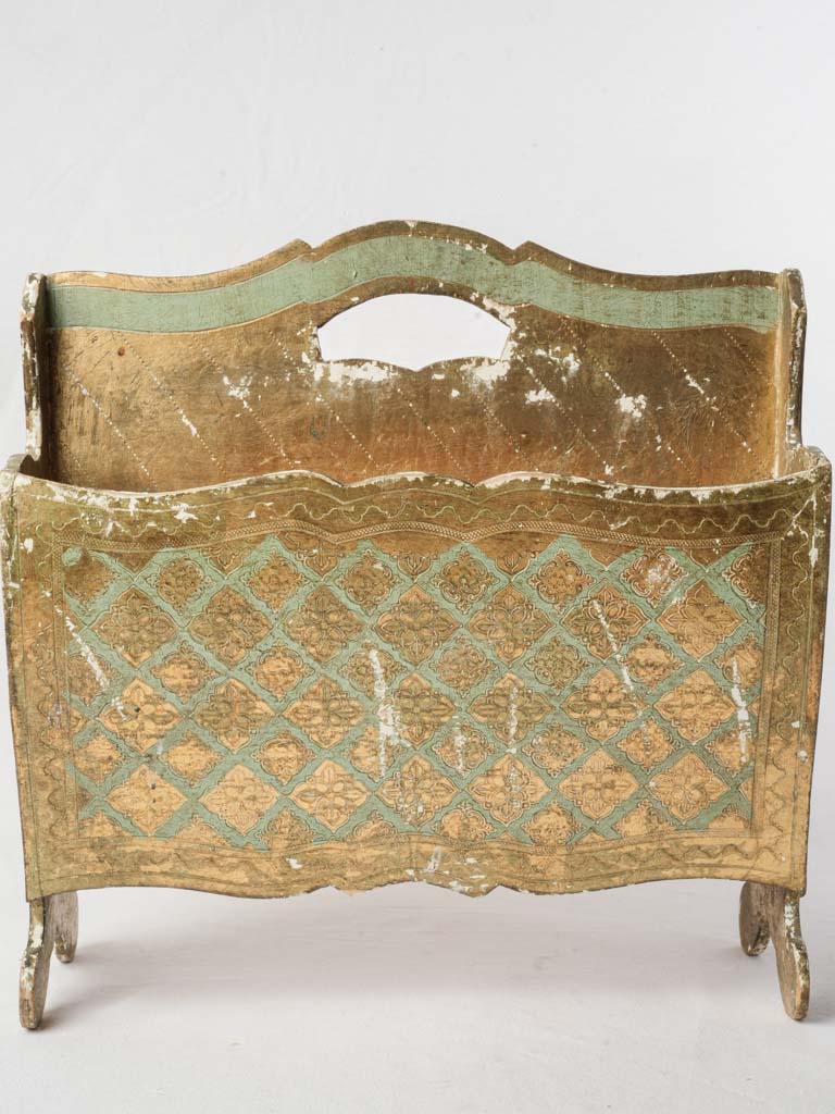 Mid-20th-Century Florentine Painted and Gilt Magazine Rack - 17¾"