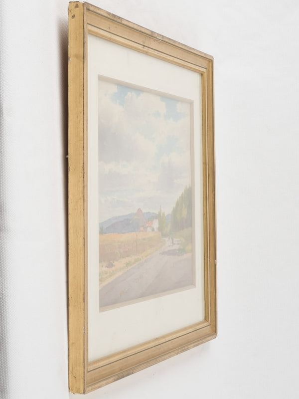 20th-century French watercolor - Provençal country road by Casimir Raymond 17" x 20½"