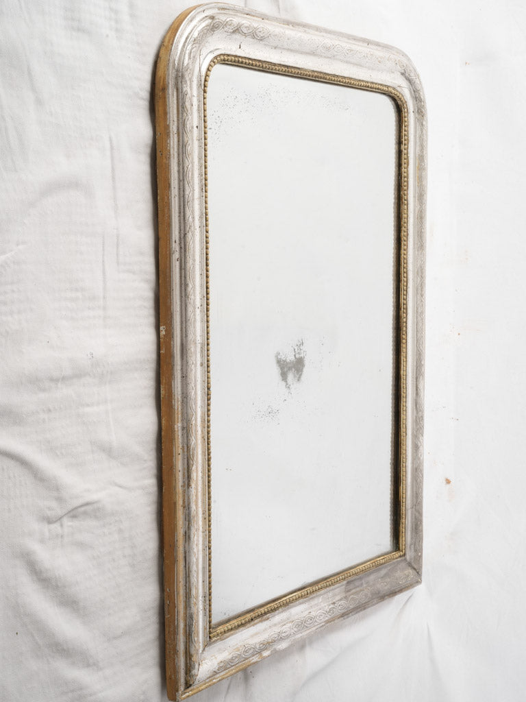 Louis Philippe Medium-Sized Silvered Mirror W/ Gorgeous Mercury Glass - 38½"