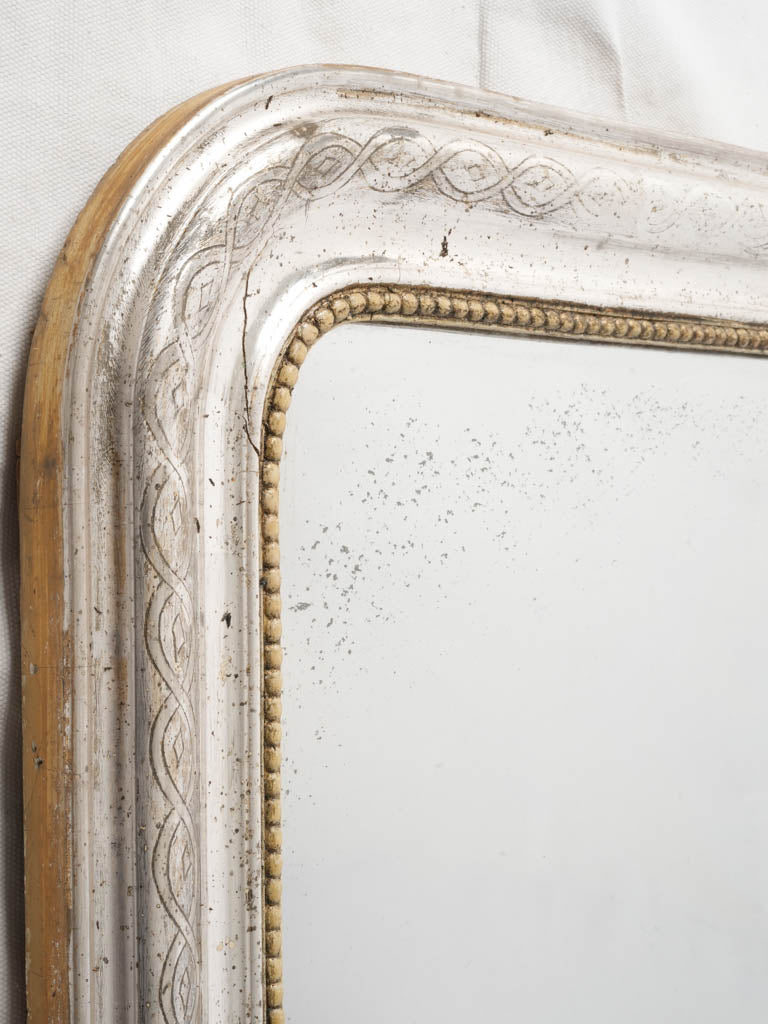Louis Philippe Medium-Sized Silvered Mirror W/ Gorgeous Mercury Glass - 38½"