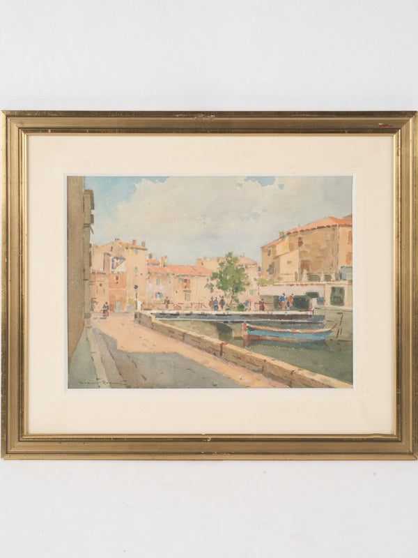 Vintage French watercolor painting