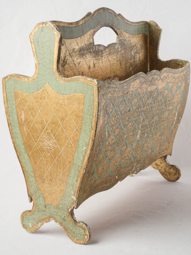 Mid-20th-Century Florentine Painted and Gilt Magazine Rack - 17¾"