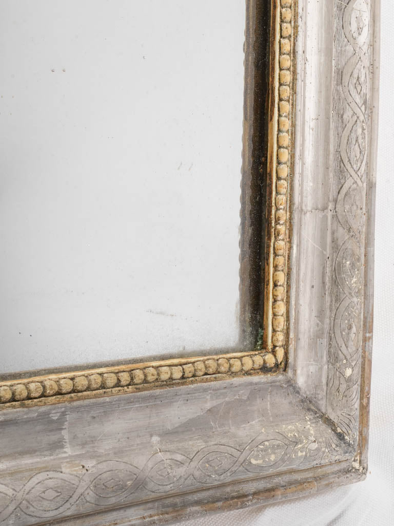 Louis Philippe Medium-Sized Silvered Mirror W/ Gorgeous Mercury Glass - 38½"
