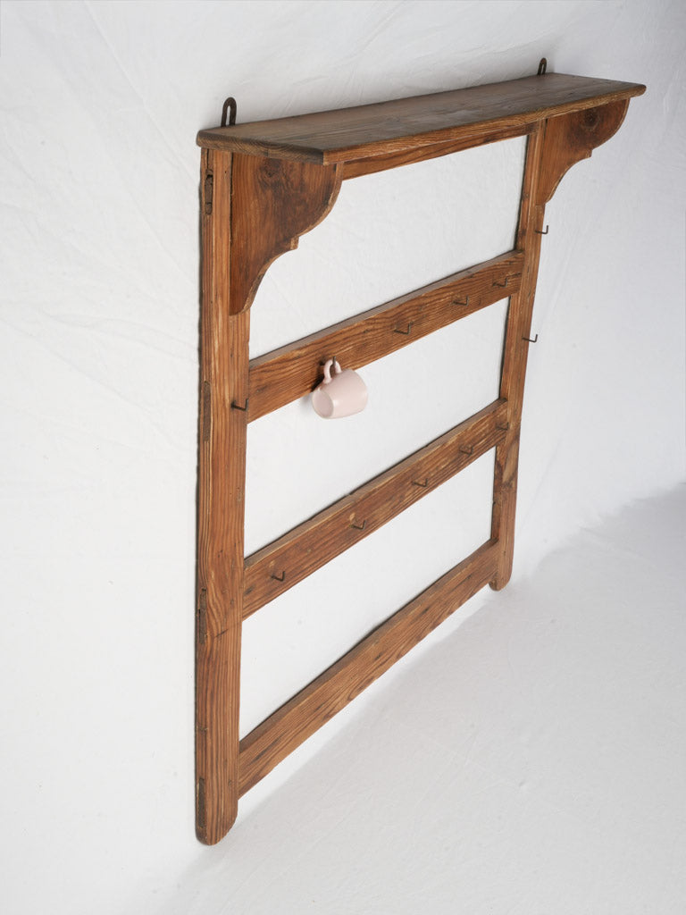 Early 20th Century Wall Mounted Utensil or Mug Rack - 37" x 40½"