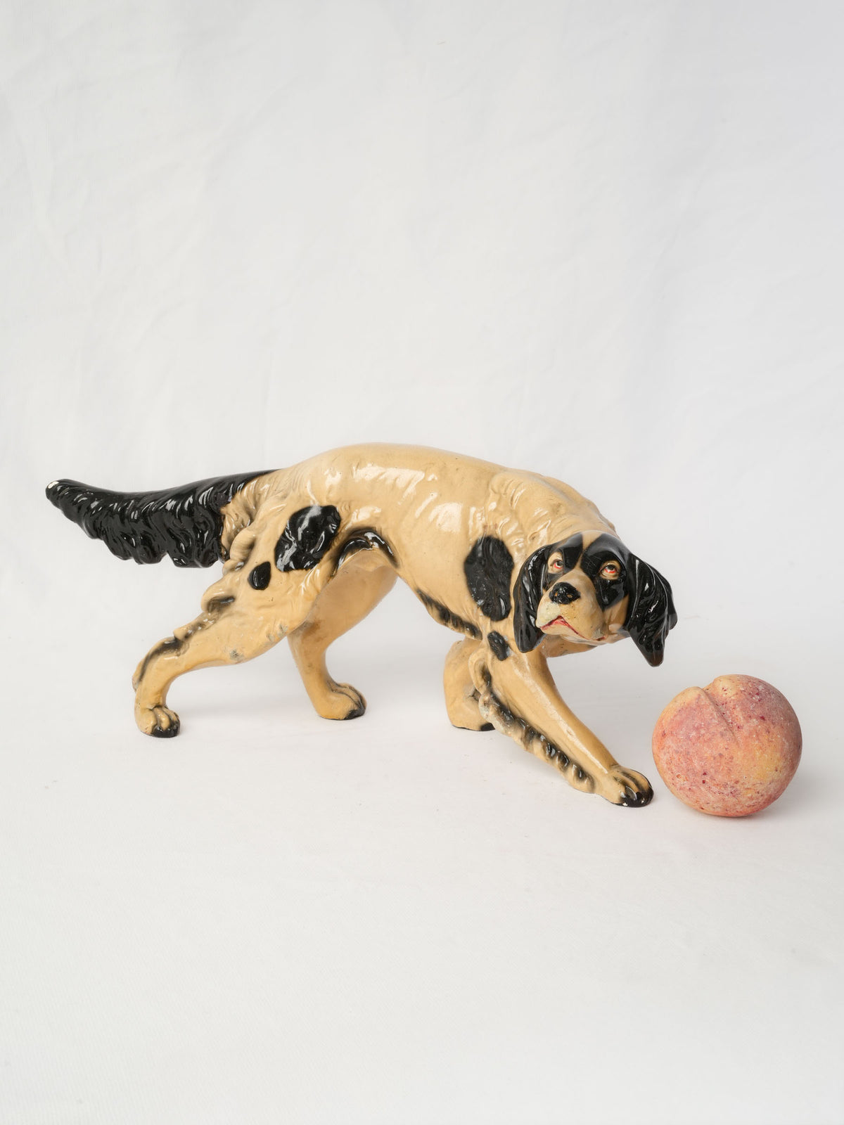 Mid-20th Century Painted Hunting Dog Sculpture -7" x 15¾"