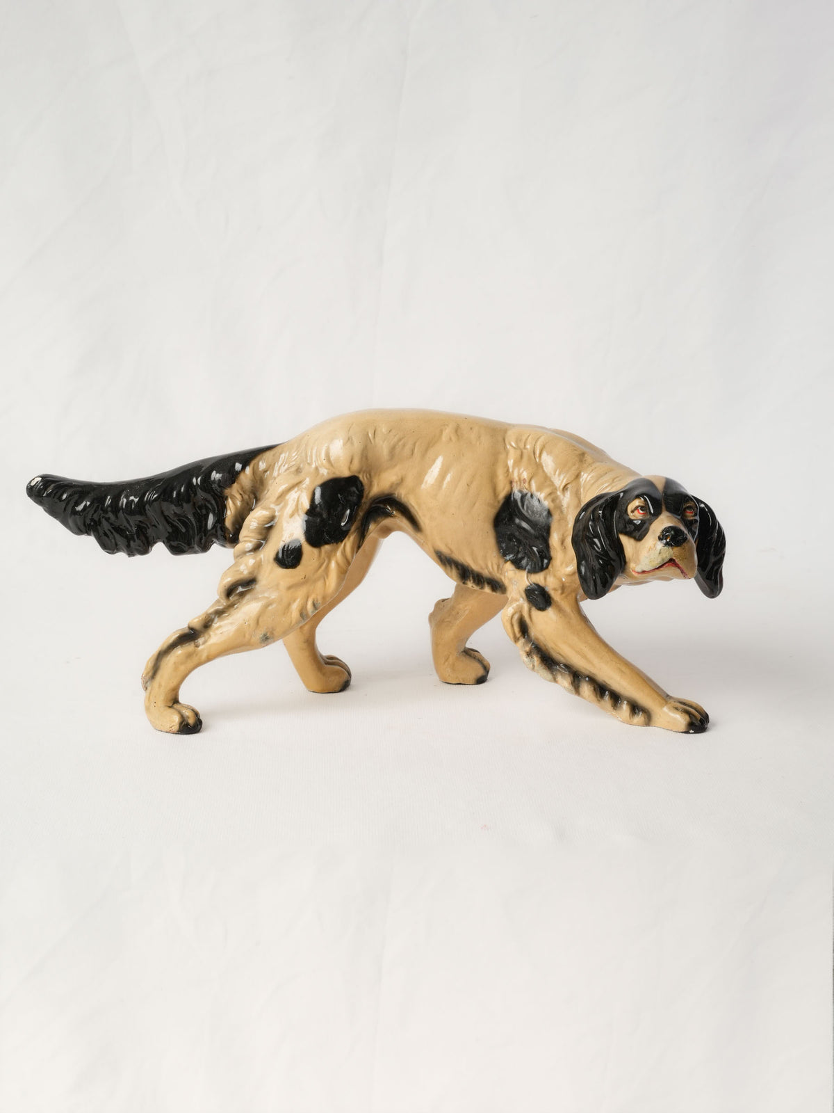 Mid-20th Century Painted Hunting Dog Sculpture -7" x 15¾"