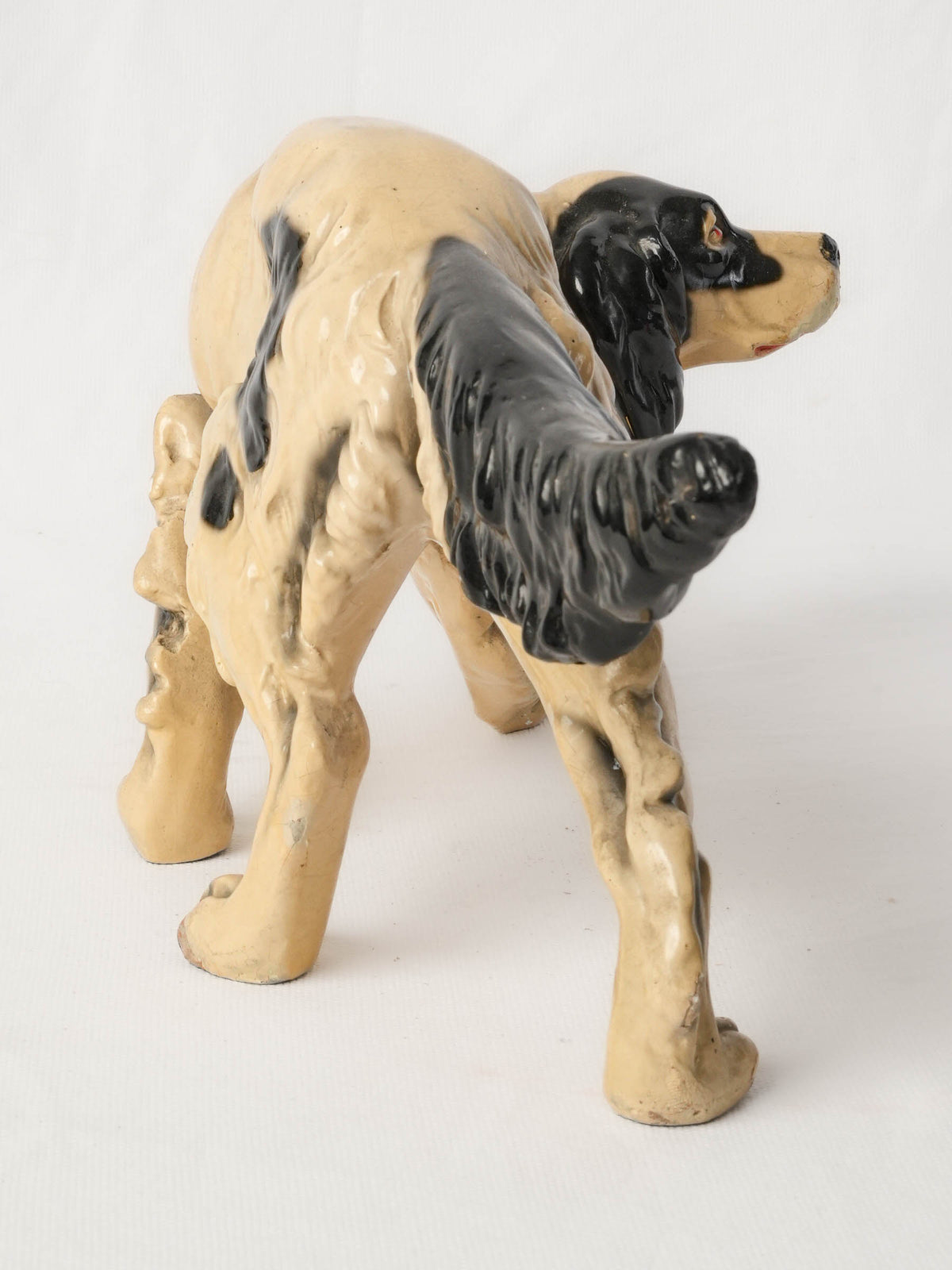 Mid-20th Century Painted Hunting Dog Sculpture -7" x 15¾"