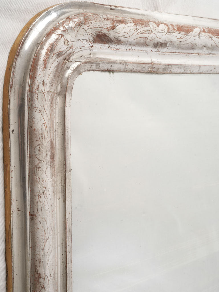 Grand 19th-Century Louis Philippe Silvered Mirror - 55"