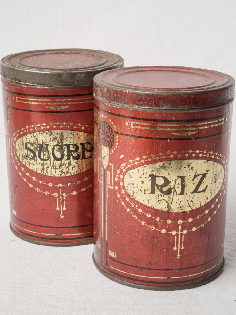 Pair of Early 20th-Century French Tin Kitchen Containers - 6¼"