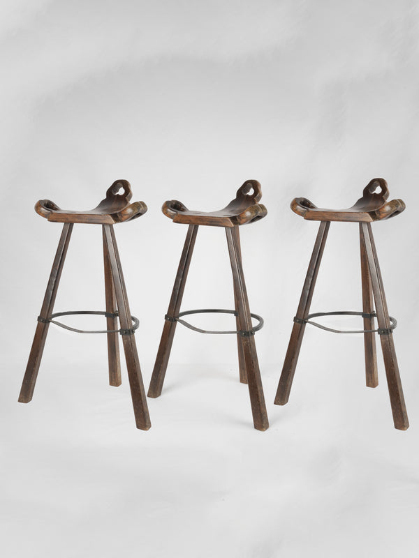 Vintage exotic wood bar stools