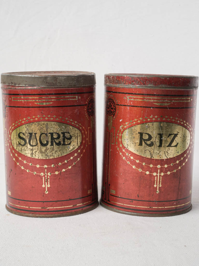 Pair of Early 20th-Century French Tin Kitchen Containers - 6¼"