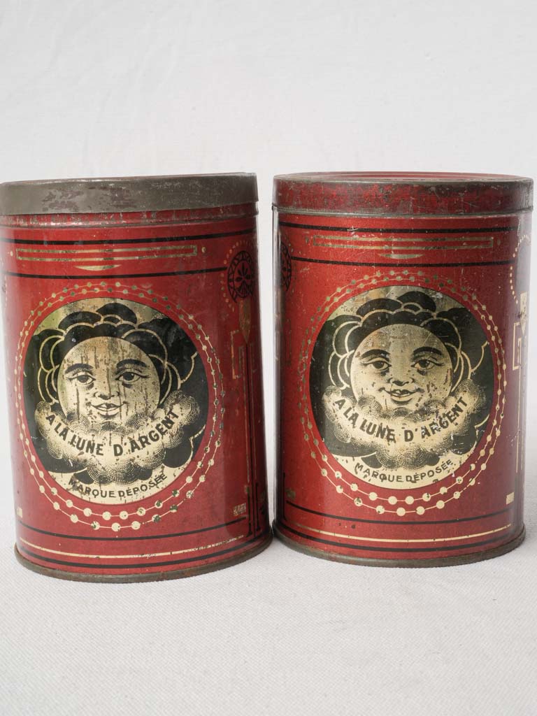 Pair of Early 20th-Century French Tin Kitchen Containers - 6¼"