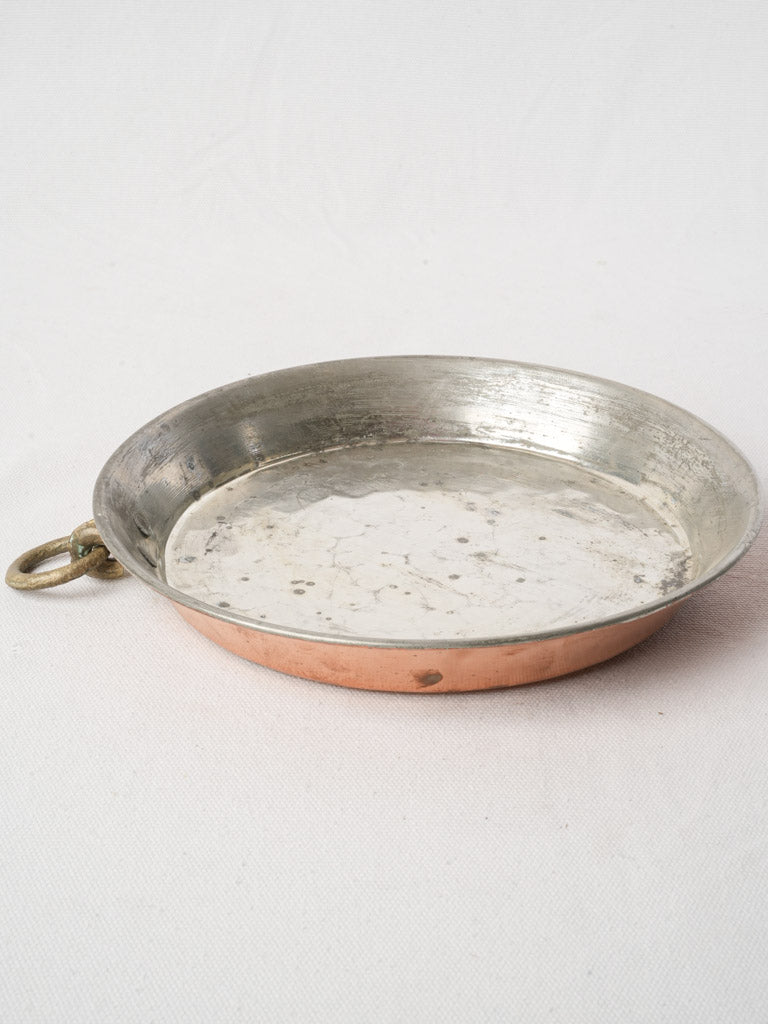 Small Hand-Hammered French Copper Pan w/ and Hanging Ring - 9½"
