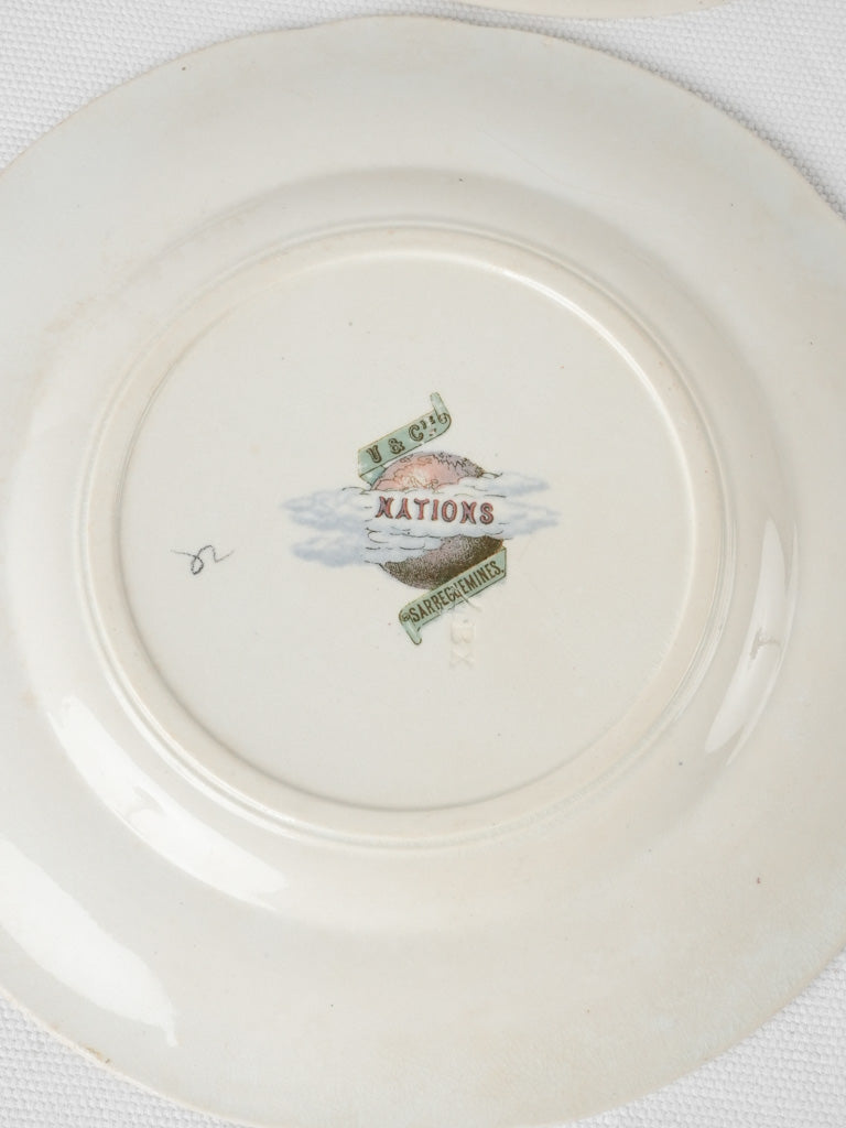 12 Sarreguemines Nations plates 8"