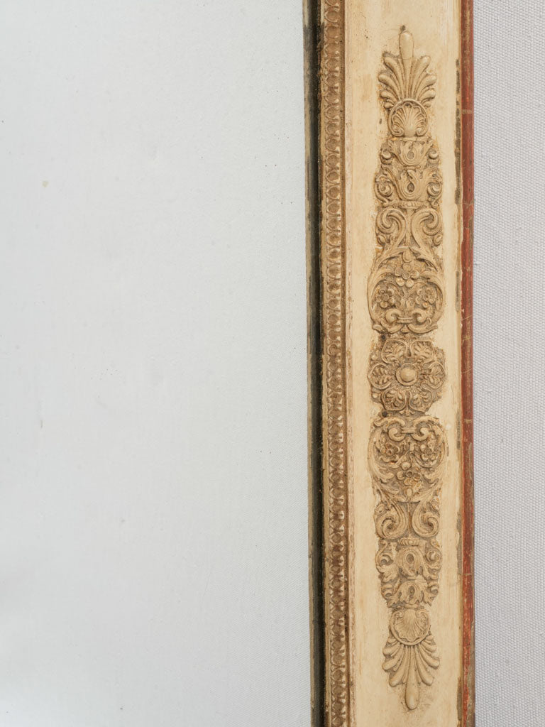 Large Early 19th-Century Charles X French Mirror W/ Gesso Floral Frame - 36½" x 41¼"