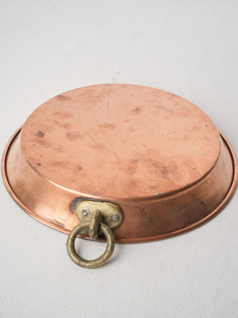 Small Hand-Hammered French Copper Pan w/ and Hanging Ring - 9½"
