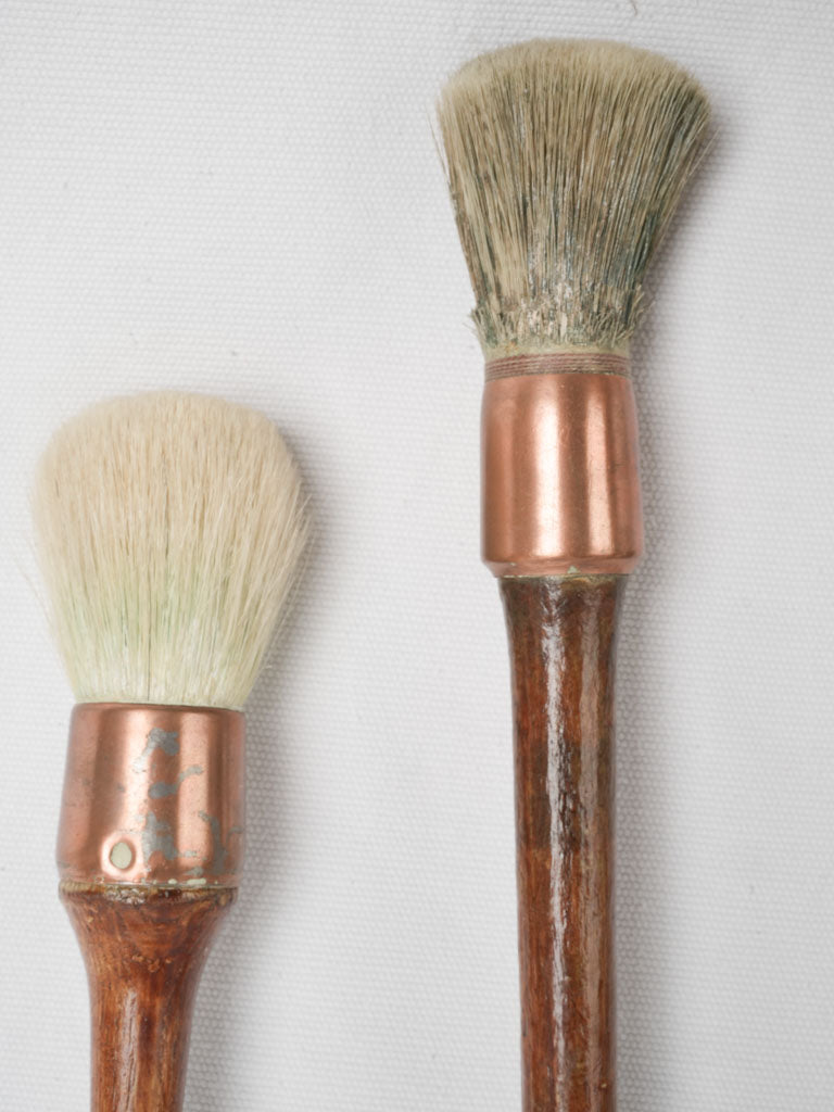 Aged wooden handle French brushes