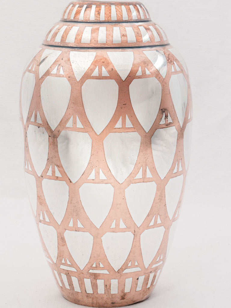 1930 Exceptional Copper and Silver-Plated Dinanderie Vase by Luc Lanel for Christofle - 10¼"